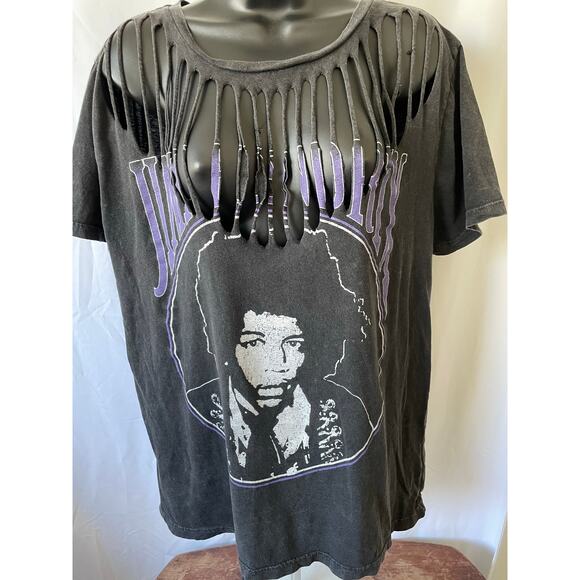 Jimi Hendrix Distressed Cutout Tee Rockin Artwork L - Picture 1 of 8